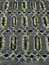 Jewel Sequin Polyester Fabric - Iridescent Jewel Embroidered Sequin Mesh, 54" Width, 36" Length (1 Yard)
