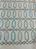 Jewel Sequin Polyester Fabric - Iridescent Jewel Embroidered Sequin Mesh, 54" Width, 36" Length (1 Yard)
