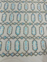 Jewel Sequin Polyester Fabric - Iridescent Jewel Embroidered Sequin Mesh, 54" Width, 36" Length (1 Yard)