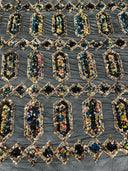 Jewel Sequin Polyester Fabric - Iridescent Jewel Embroidered Sequin Mesh, 54" Width, 36" Length (1 Yard)