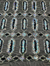 Jewel Sequin Polyester Fabric - Iridescent Jewel Embroidered Sequin Mesh, 54" Width, 36" Length (1 Yard)