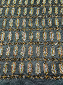 Jewel Sequin Polyester Fabric - Iridescent Jewel Embroidered Sequin Mesh, 54" Width, 36" Length (1 Yard)