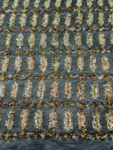 Jewel Sequin Polyester Fabric - Iridescent Jewel Embroidered Sequin Mesh, 54" Width, 36" Length (1 Yard)