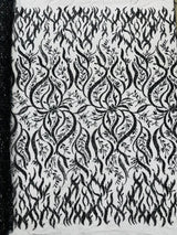 Jewel Vine Beaded Lace Polyester Fabric - Hand Beaded Vine Pattern, 54" Width (1 Yard)
