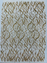 Jewel Vine Beaded Lace Polyester Fabric - Hand Beaded Vine Pattern, 54" Width (1 Yard)