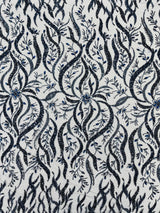 Jewel Vine Beaded Lace Polyester Fabric - Hand Beaded Vine Pattern, 54" Width (1 Yard)
