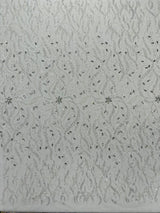 Jewel Vine Beaded Lace Polyester Fabric - Hand Beaded Vine Pattern, 54" Width (1 Yard)