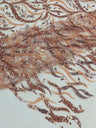 Jewel Vine Beaded Lace Polyester Fabric - Hand Beaded Vine Pattern, 54" Width (1 Yard)