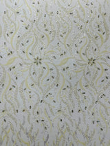 Jewel Vine Beaded Lace Polyester Fabric - Hand Beaded Vine Pattern, 54" Width (1 Yard)