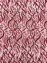Jewel Vine Beaded Lace Polyester Fabric - Hand Beaded Vine Pattern, 54" Width (1 Yard)