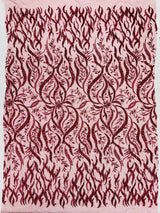 Jewel Vine Beaded Lace Polyester Fabric - Hand Beaded Vine Pattern, 54" Width (1 Yard)