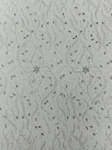 Jewel Vine Beaded Lace Polyester Fabric - Hand Beaded Vine Pattern, 54" Width (1 Yard)