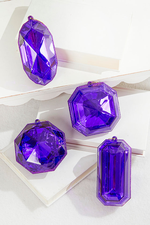 4"-5" Jewel Ornament - Purple