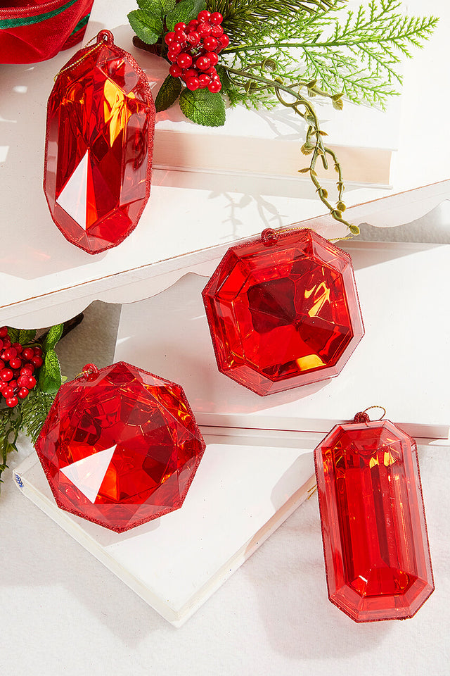 4"-5" Jewel Ornament - Red