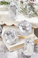 Silver Jewel Ornament 4 Inch to 5 Inch Luxury Holiday Decor