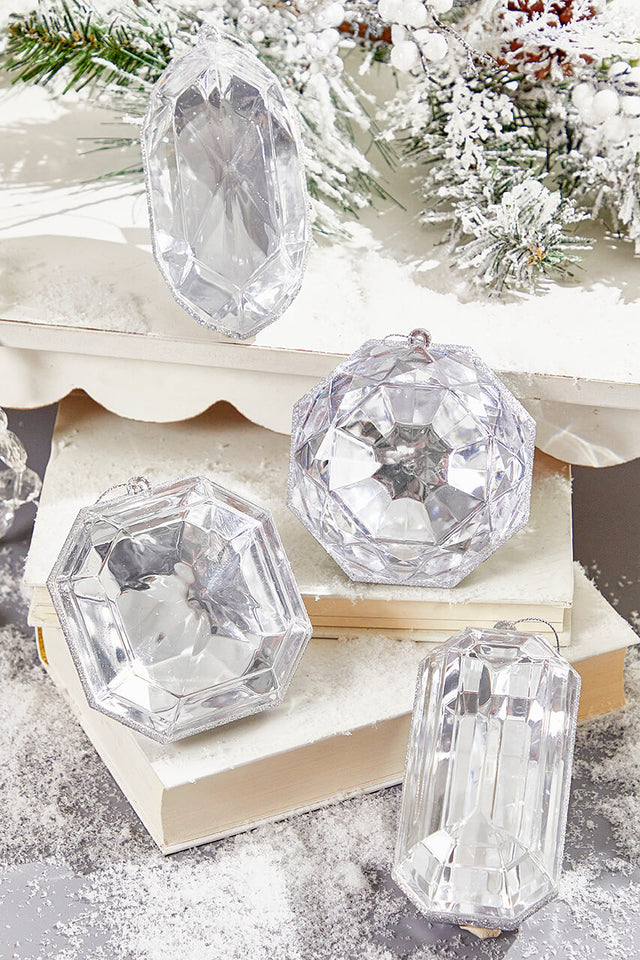 4"-5" Jewel Ornament - Silver