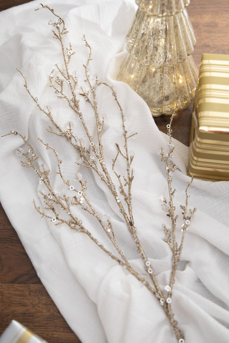 42” Champagne Jeweled Bead Branch Christmas Spray