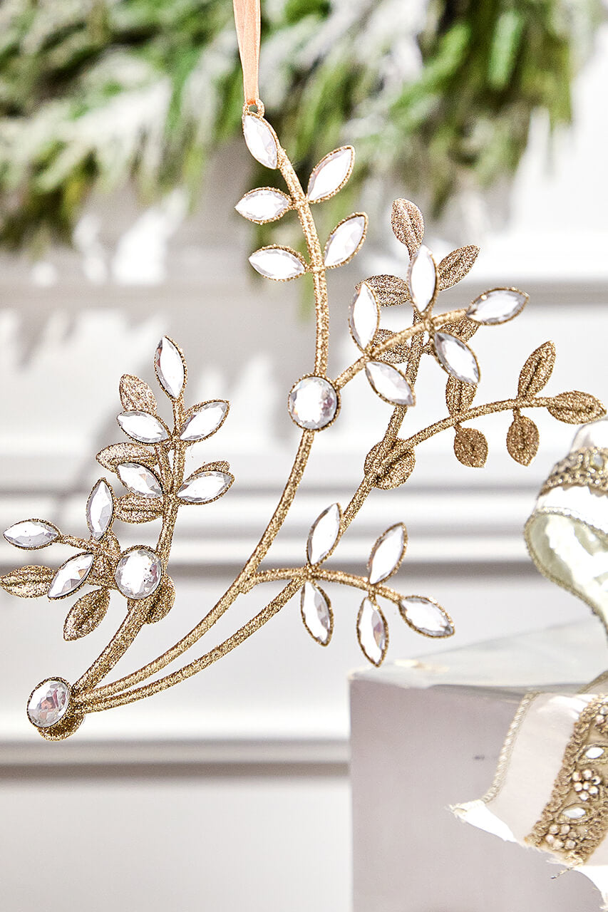 8.5" Glitter Jewel Flower Branch Ornament