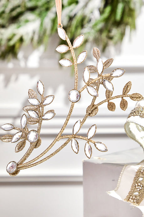 8.5" Glitter Jewel Flower Branch Ornament