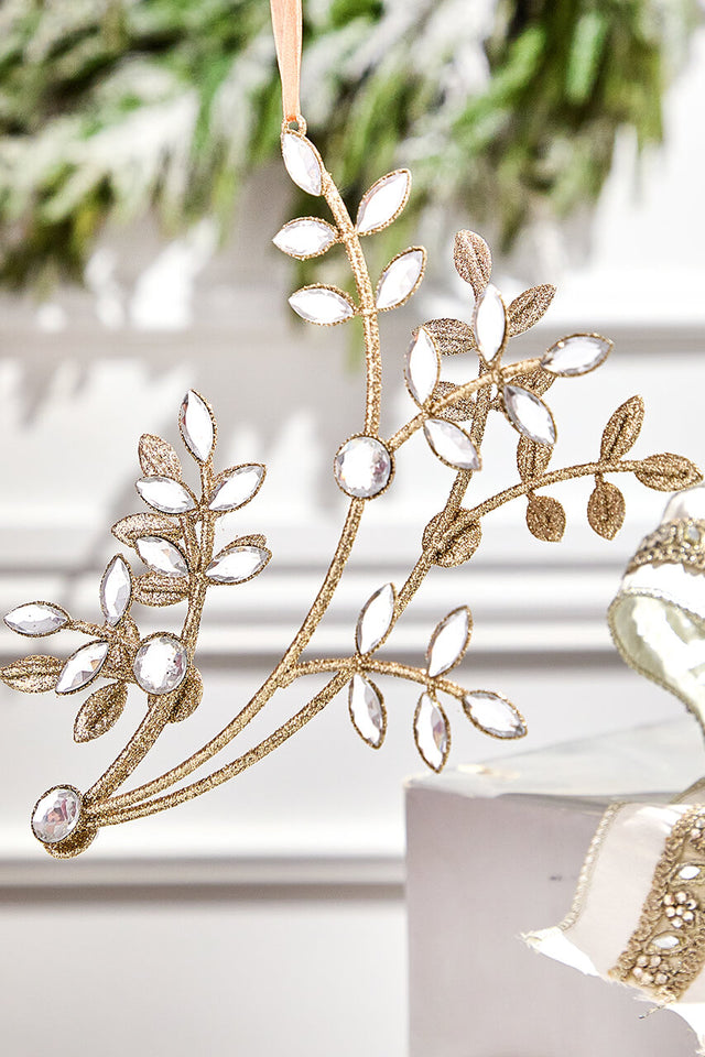 8.5" Glitter Jewel Flower Branch Ornament