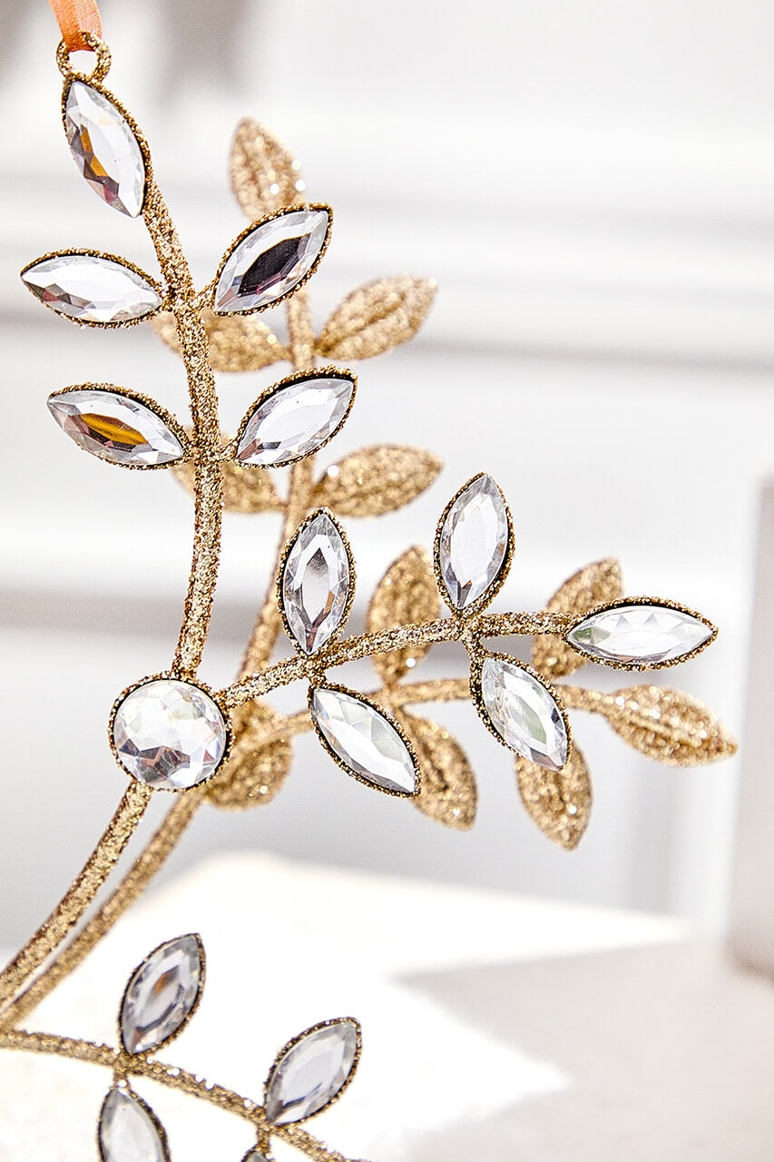 8.5" Glitter Jewel Flower Branch Ornament