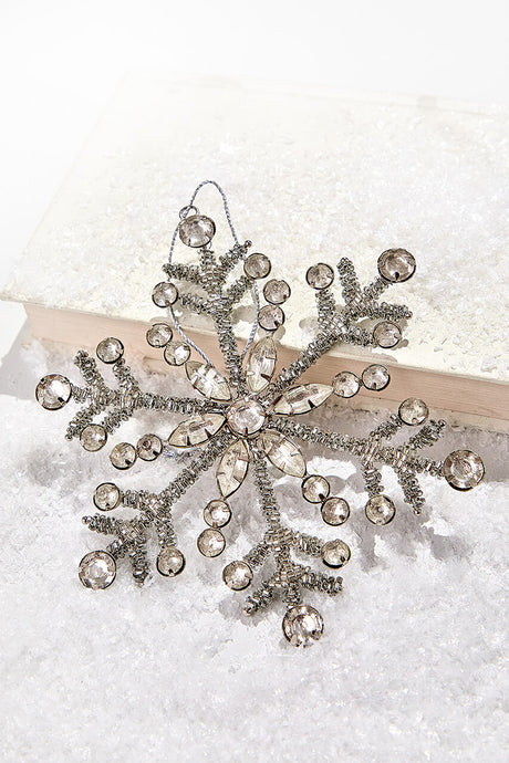 6" Antiqued Rhinestone Snowflake Ornament