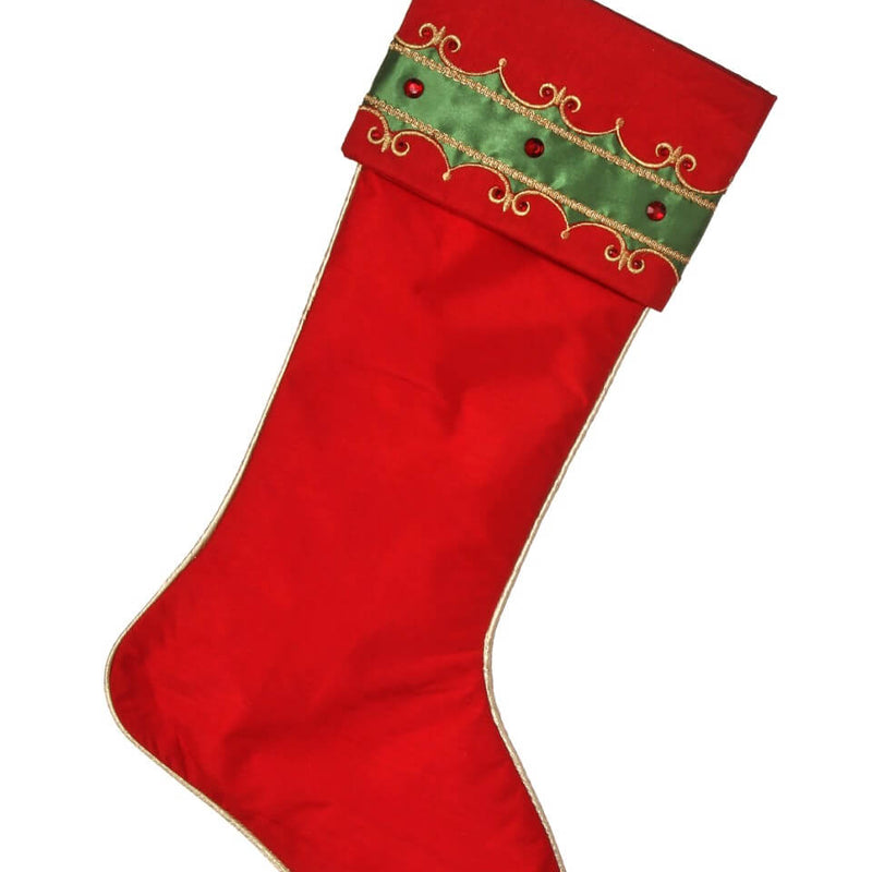 25” Jeweled Trim Velvet Stocking