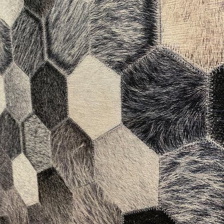 Vegan Geometric Gray Black Faux Hide Area Rug/Carpet