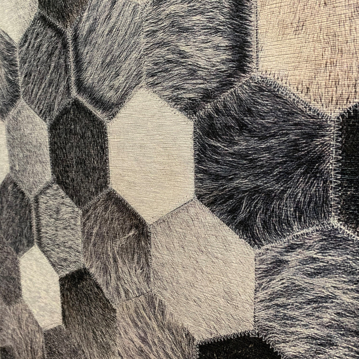 Vegan Geometric Gray Black Faux Hide/Cowhide Printed Rug - Gray Black Geometric Patchwork, Soft Feel, Durable, 5' X 7' To 10' X 13' (1 Piece)
