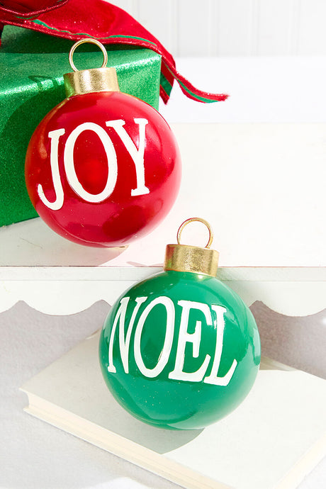 5" Resin Noel and Joy Ball Ornaments