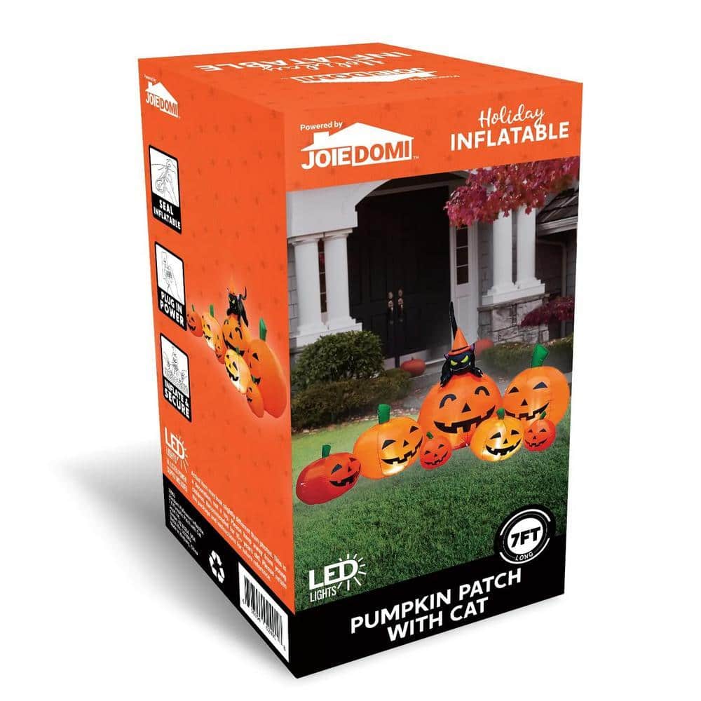 Syncfun 7 ft. Pumpkin Inflatable With Witch Cat Halloween Decor