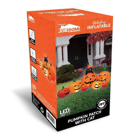 Syncfun 7 ft. Pumpkin Inflatable With Witch Cat Halloween Decor