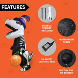 Inflatable Skeleton Dinosaur Halloween Decoration with Built-In LED Lights Outdoor