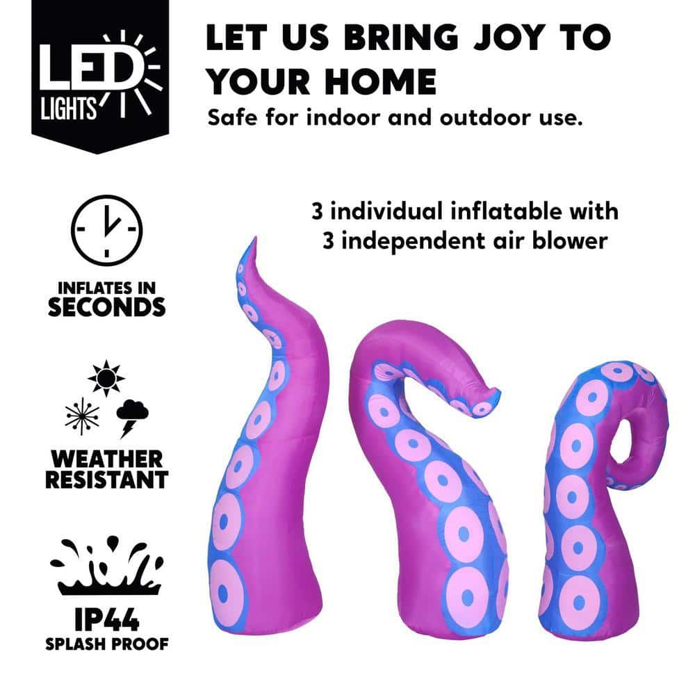 Multi-Color Halloween Inflatable Giant Octopus Tentacle 3 Pieces