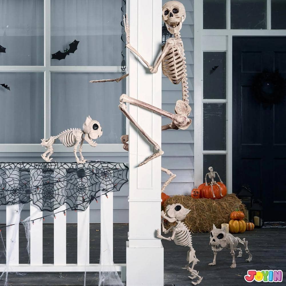 5.6 ft White Posable Skeleton Halloween Decoration