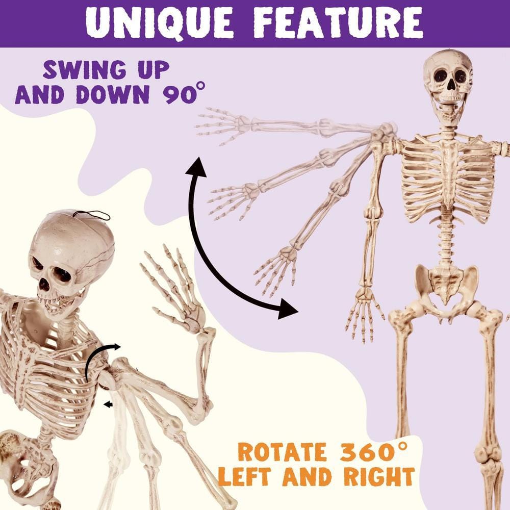5.6 ft White Posable Skeleton Halloween Decoration