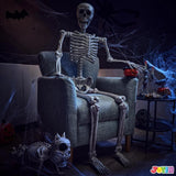 5.6 ft White Posable Skeleton Halloween Decoration