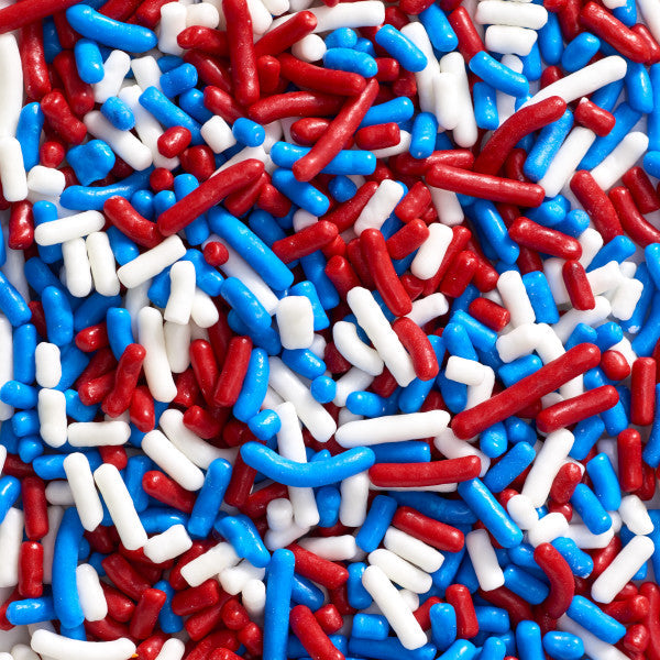 Red, White and Blue jimmies Mix Sprinkles 26 oz. handheld container