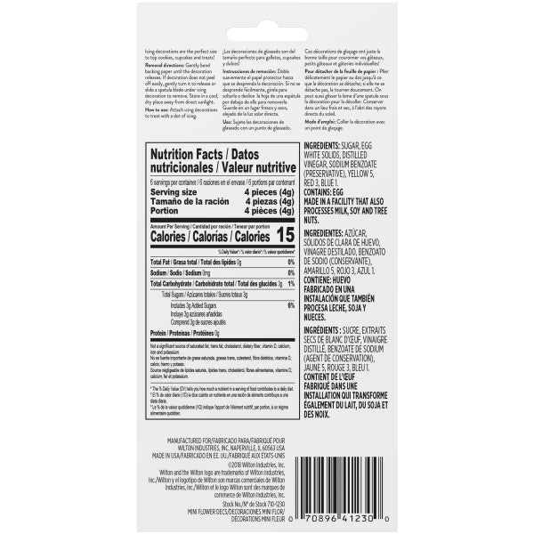Wilton Mini Flower Icing Decorations, 24-Count