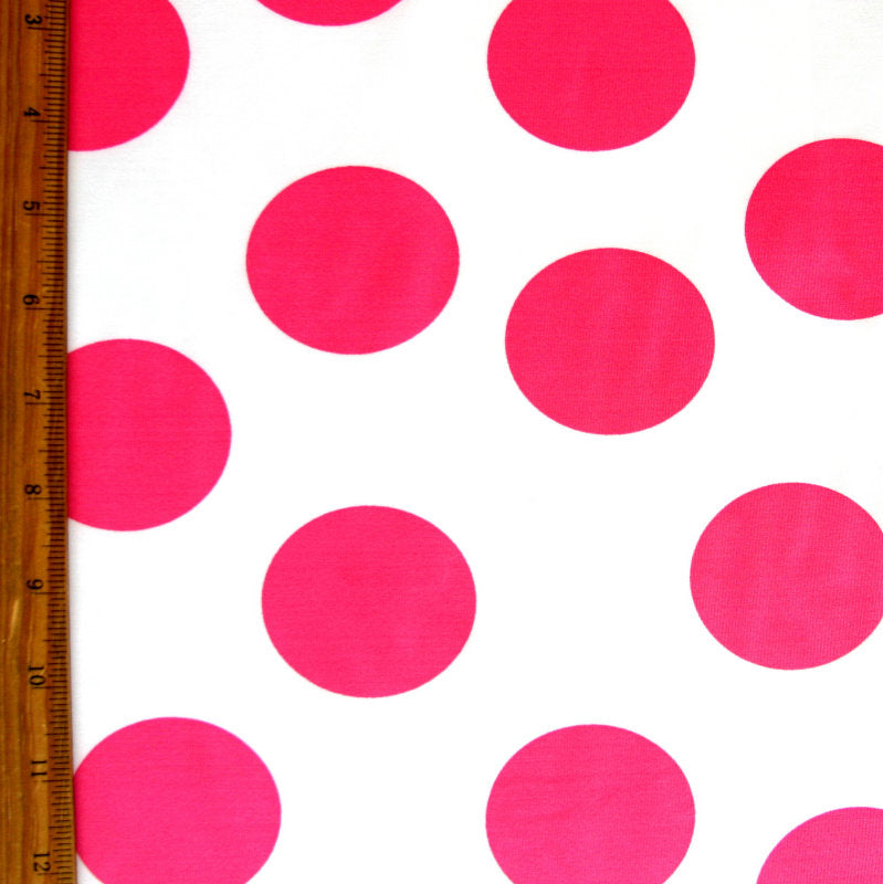 Swim Knit Nylon Lycra Jumbo Pink Polka Dots