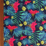 Swim Knit Nylon Spandex Jungle Navy Floral 4-Way Stretch UPF 50