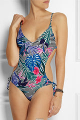 Swim Knit Poly Spandex Jungle Triangles 4-Way Stretch