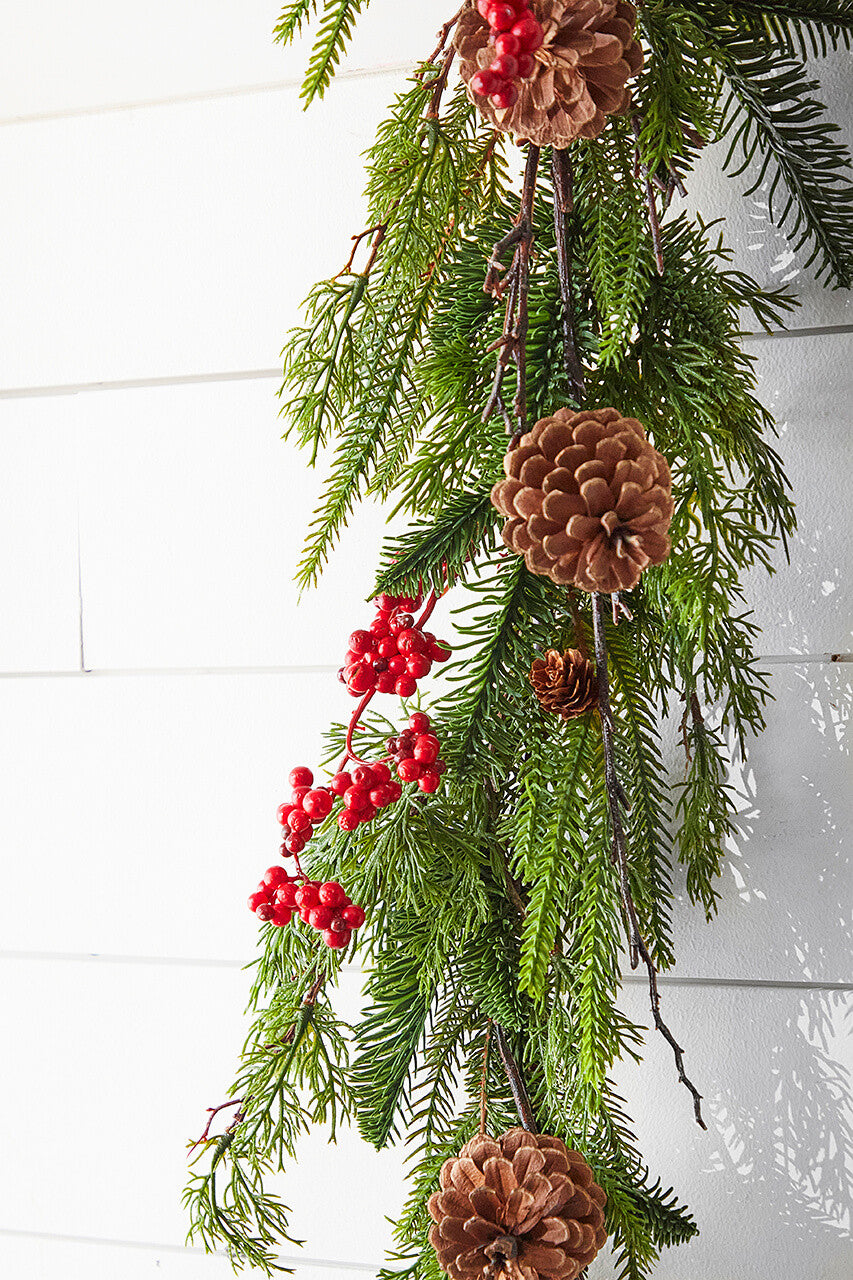 Artificial Pine Juniper Berry Garland 48" Holiday Home Decor Accent