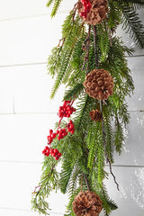 Artificial Pine Juniper Berry Garland 48" Holiday Home Decor Accent