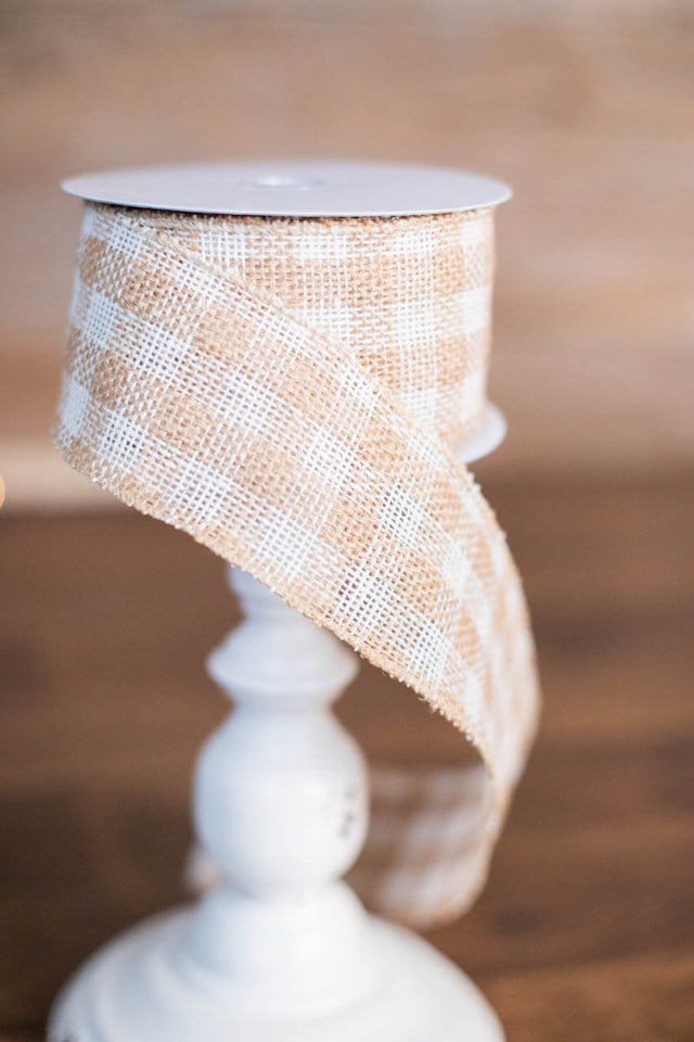 2.5" x 10 Yard Jute Cotton Checkered Ribbon