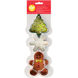 Wilton Metal Christmas Cookie Cutter Set, 3-Piece (Christmas Tree, Snowflake, Gingerbread Man)