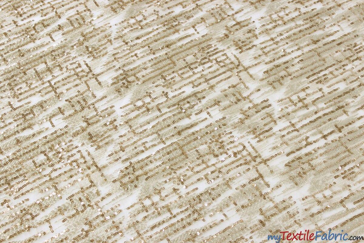 Everleigh Embroidery Polyester Lace Fabric - Sequins Hatch Cross, Multiple Colors, 52" Width (1 Yard)