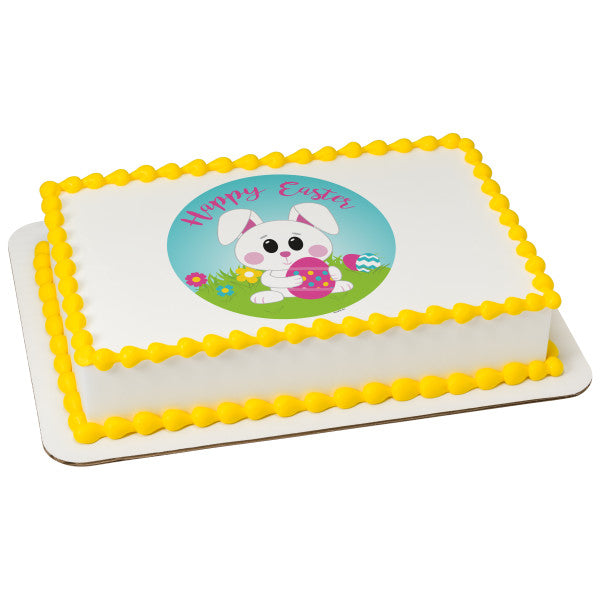Happy Easter Bunny Edible Cake Image PhotoCake