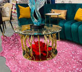 Vegan Metallic Shinny Glow Faux Hide Cowhide Area Rug Carpet - Polyester Fabric - Metallic Yellow, Patchwork Print, 5' X 7' (1 Piece)