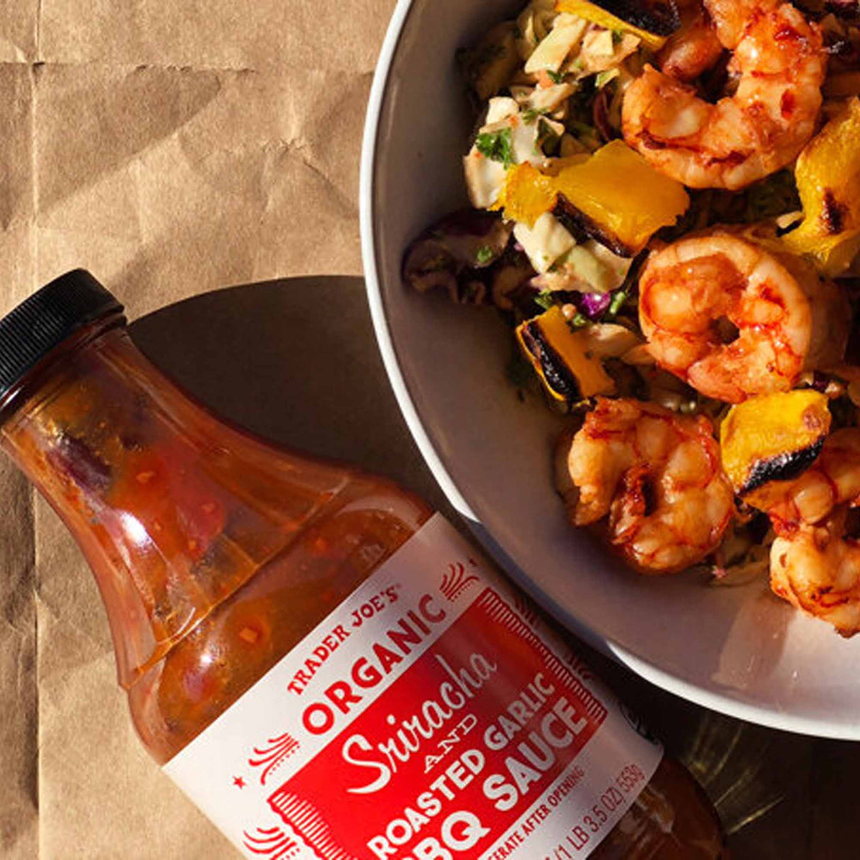 Trader Joe's Organic Sriracha and Roasted Garlic BBQ Sauce Bundle | 19.5 oz